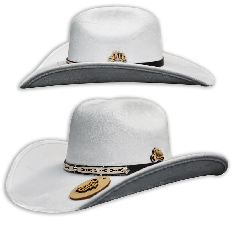 Brown Suede Cowboy Hat With Ornate Band & Badge Accents