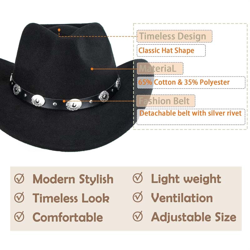 Detachable Belt Buckle Cowboy Cowgirl Hat