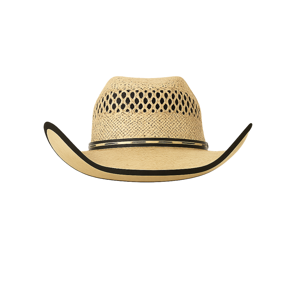 Ventilated Straw Cowboy Hat With Black Trim