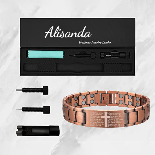 ✝️ God’s Blessing Magnetic Copper Bracelet — Engraved with Bible Prayer for Strength & Healing