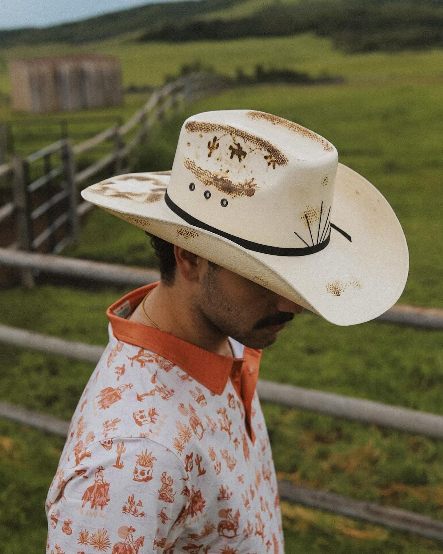 Western Cactus & Desert Print Straw Cowboy Hat