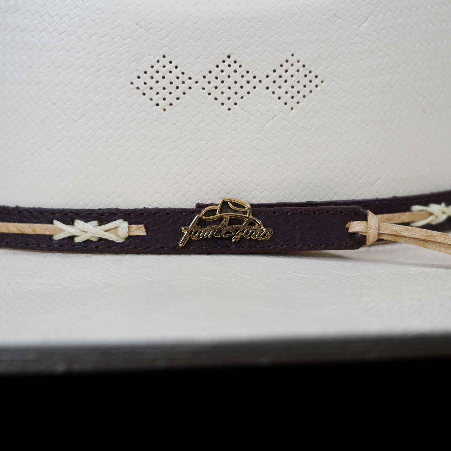 White Straw Cowboy Hat With Embellished Band