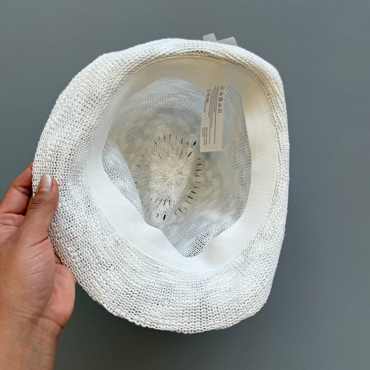 Beige Woven Straw Fedora With Leather Band