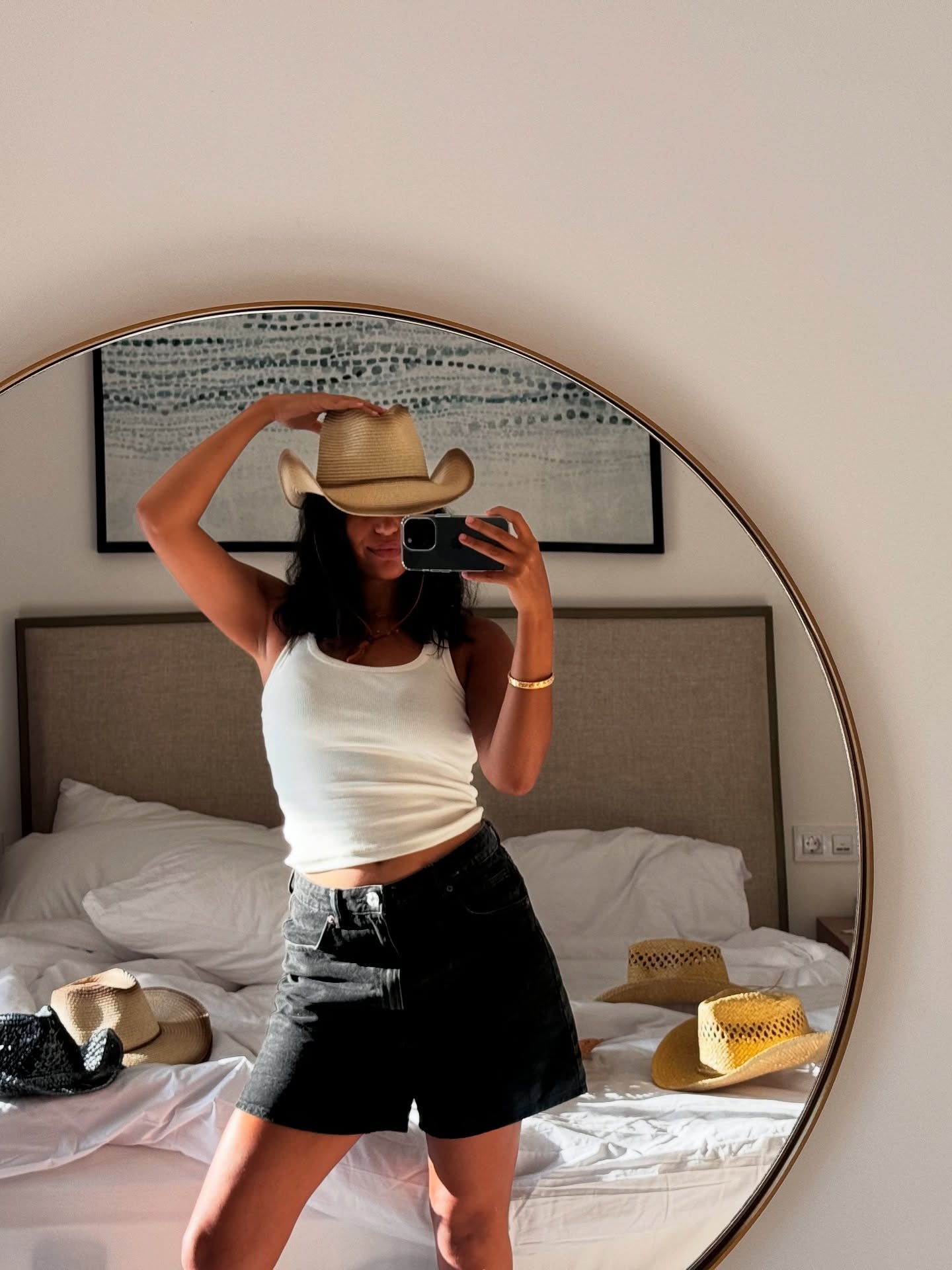 Two Tone Woven Straw Cowboy Hat