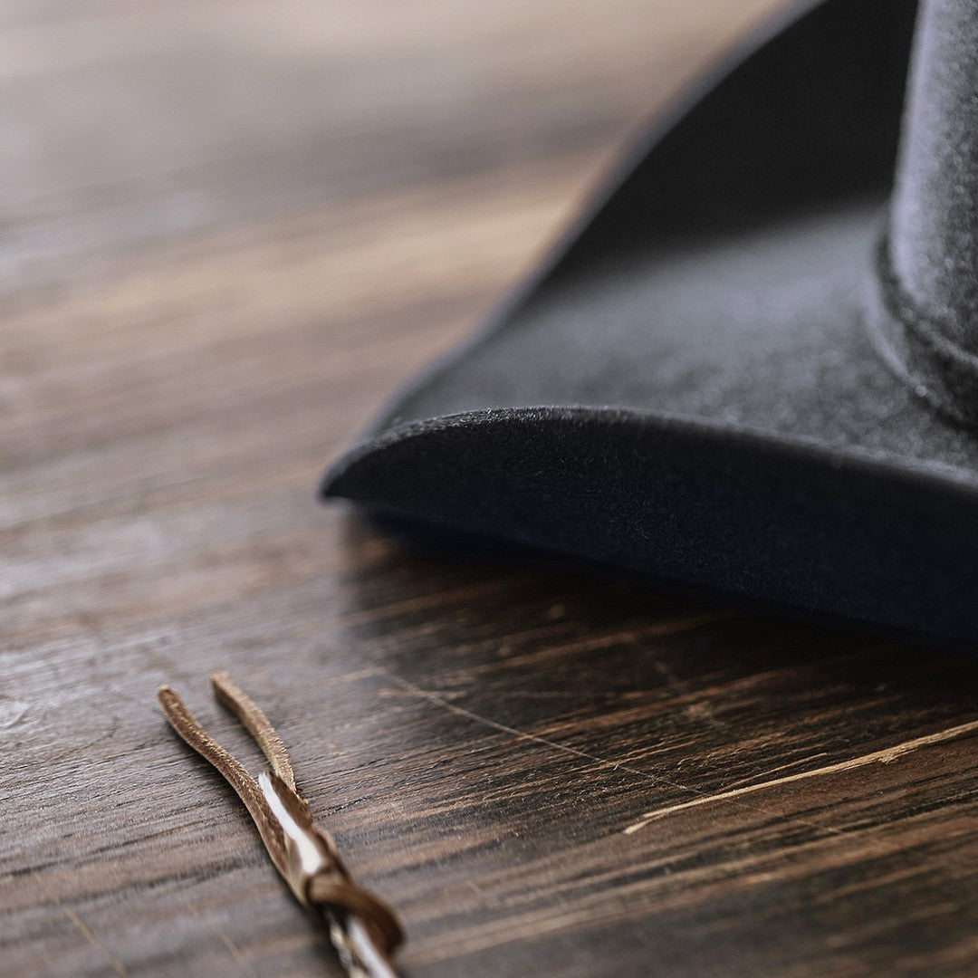 Classic Black Wool Cowboy Hat With Silver Accent