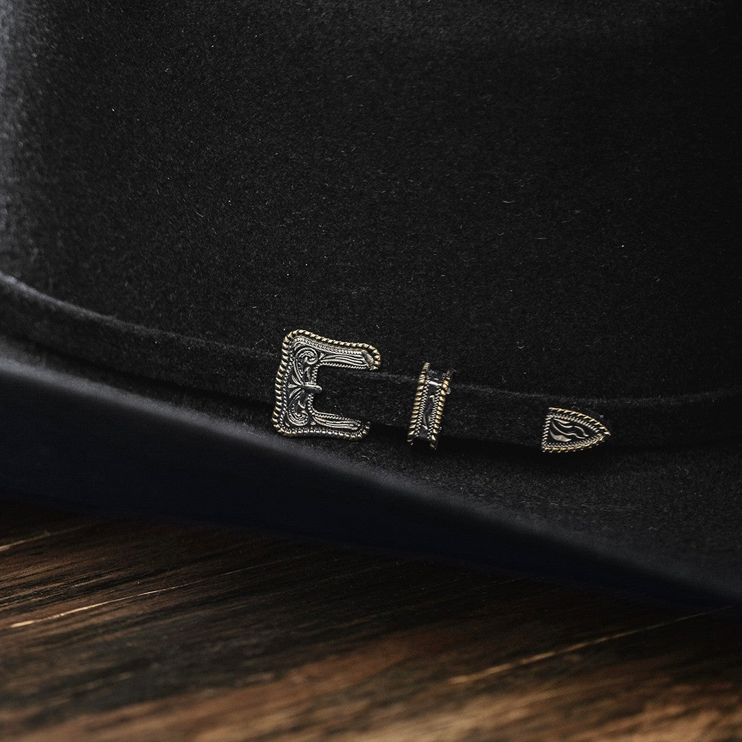 Classic Black Wool Cowboy Hat With Silver Accent