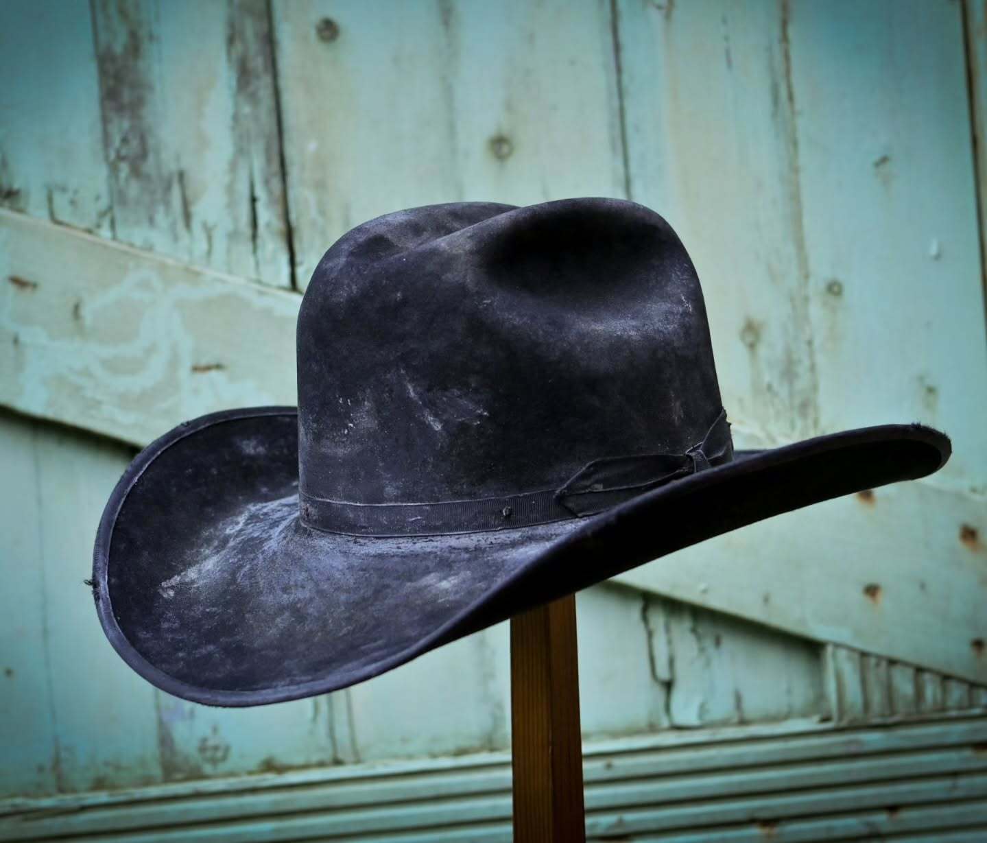 Distressed Black Wool Cowboy Hat