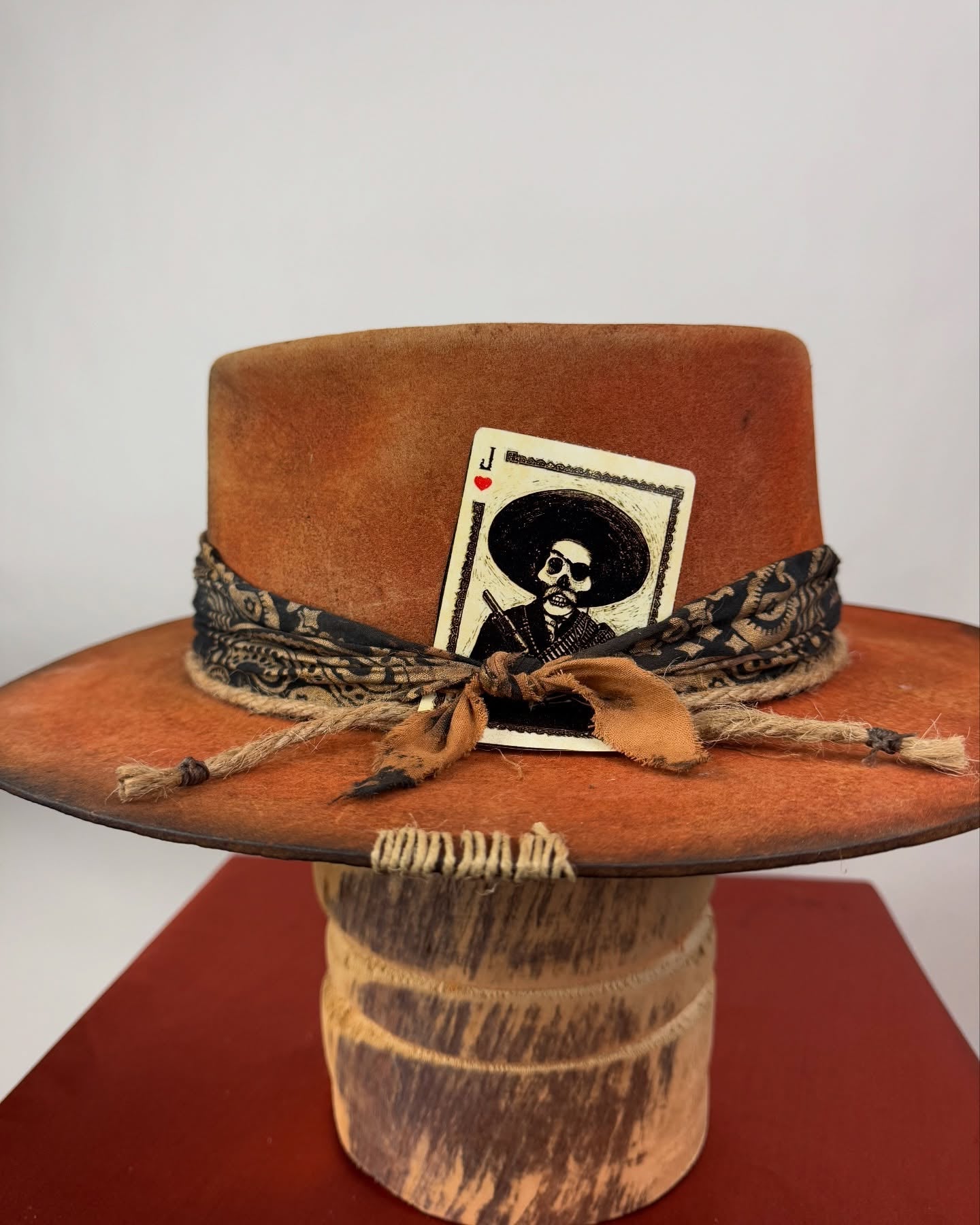 Brown Cowboy Hat With Playing Card Accent
