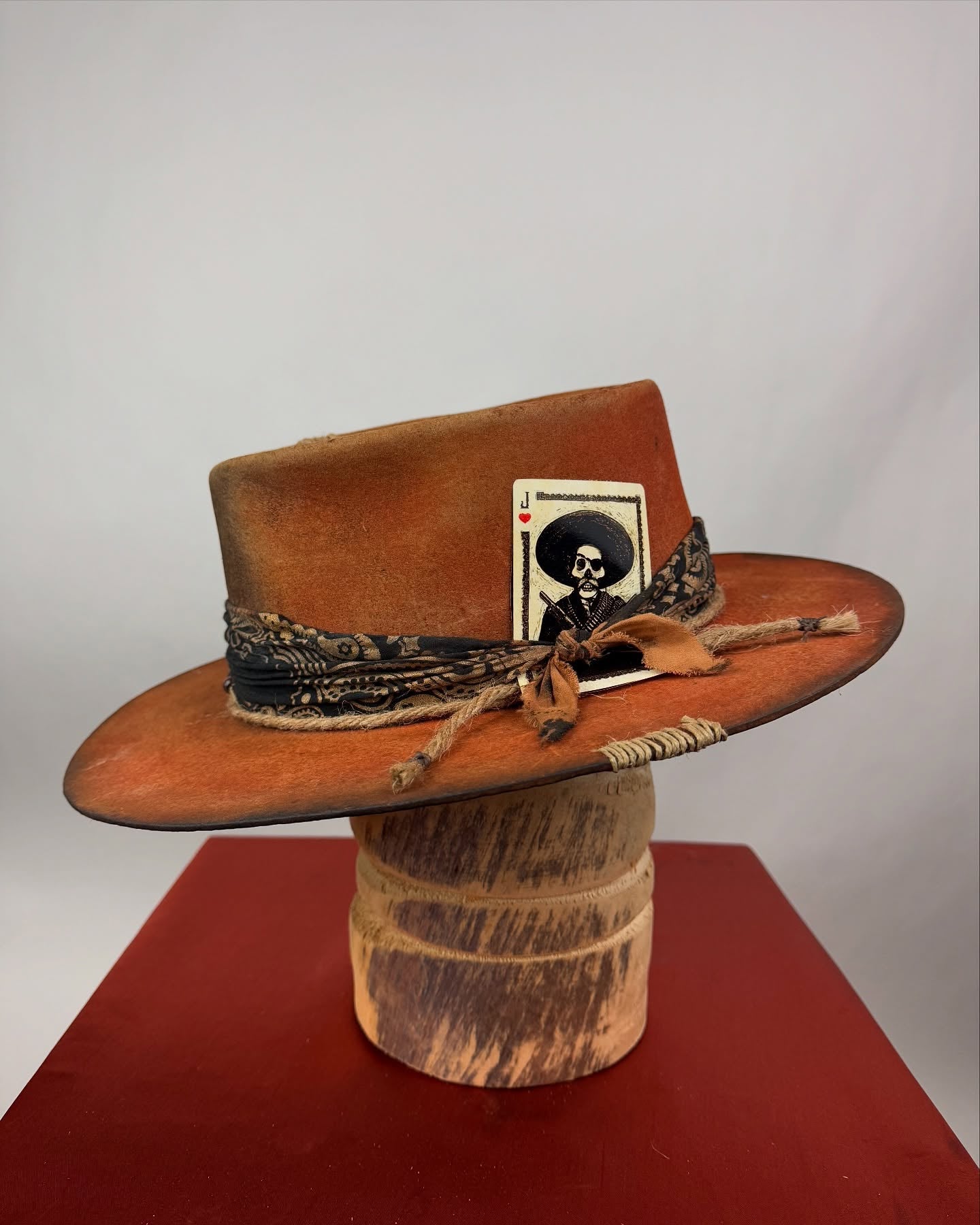 Brown Cowboy Hat With Playing Card Accent
