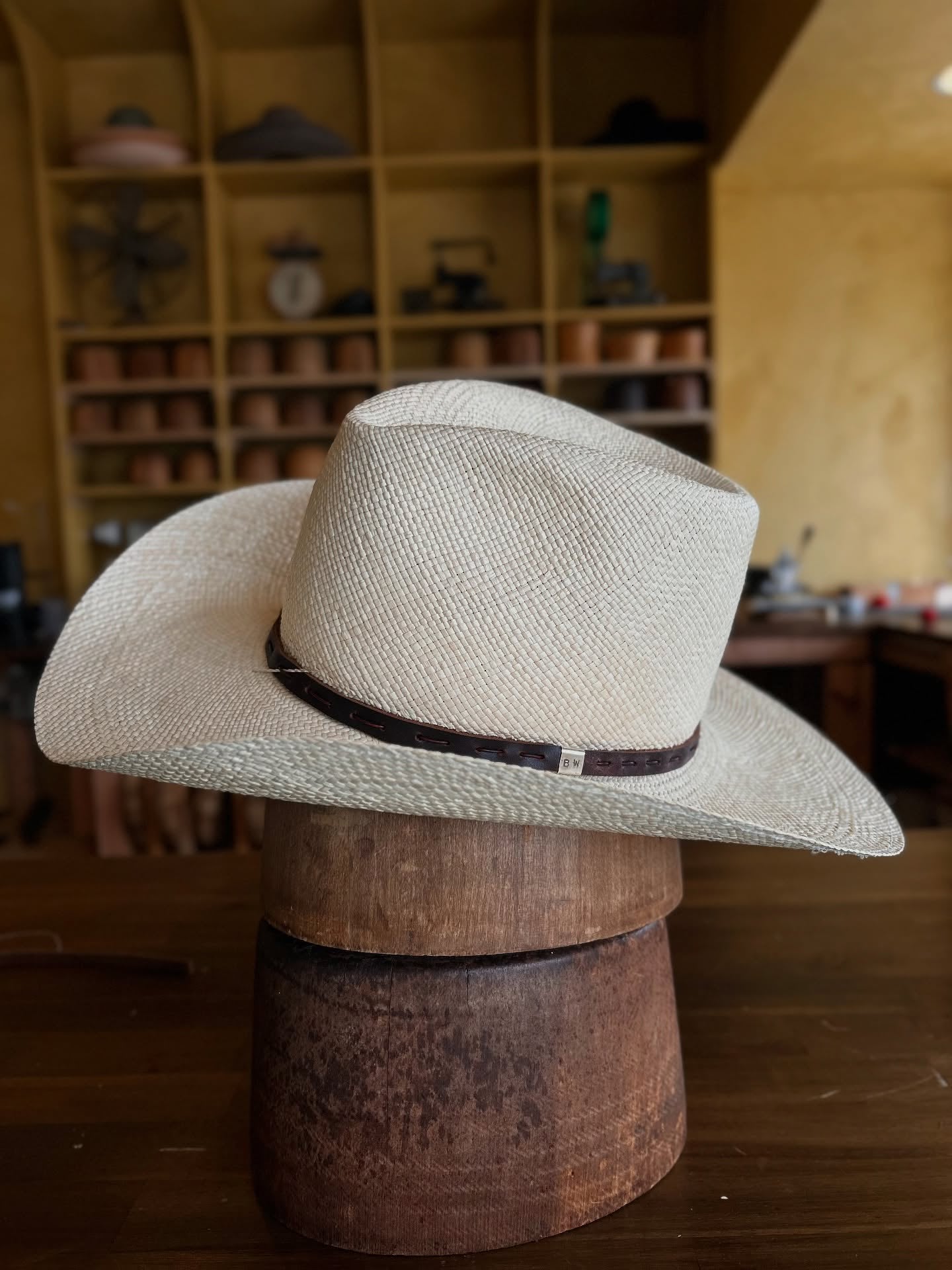 Handwoven Straw Cowboy Hat With Leather Band