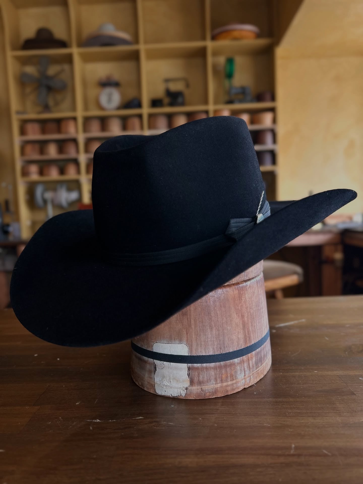 Handcrafted Black Wool Cowboy Hat