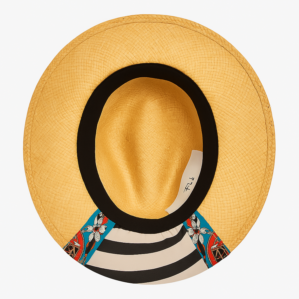 Bohemian Straw Fedora Hat with Patterned Band