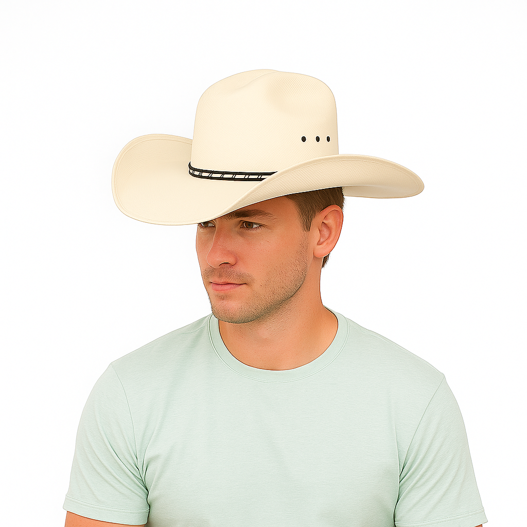 Classic Straw Boater Hat with Black Ribbon Band