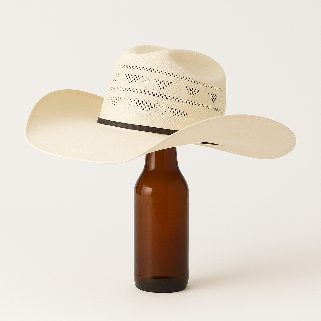 Ivory Straw Straw Cowboy Hat with Perforated Patterns