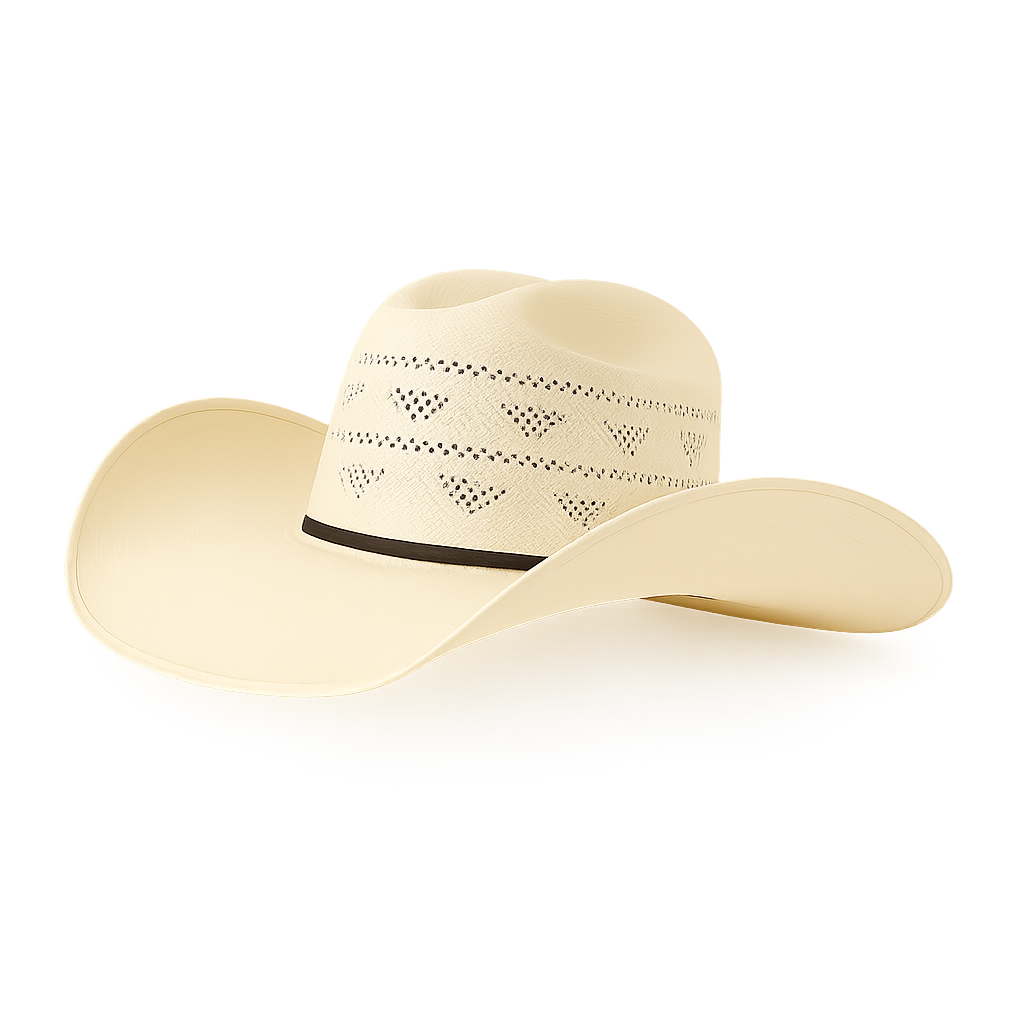 Ivory Straw Straw Cowboy Hat with Perforated Patterns