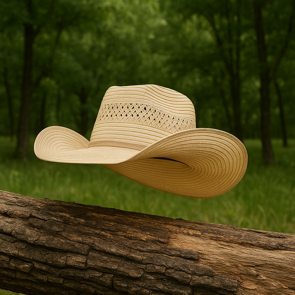 Straw Cowboy Hat with Woven Pattern