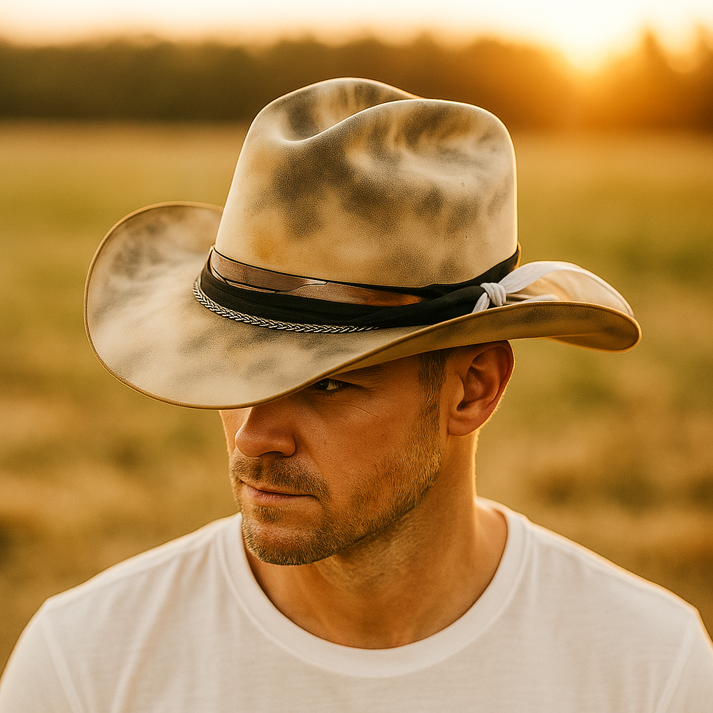 Distressed Tan Cowboy Hat