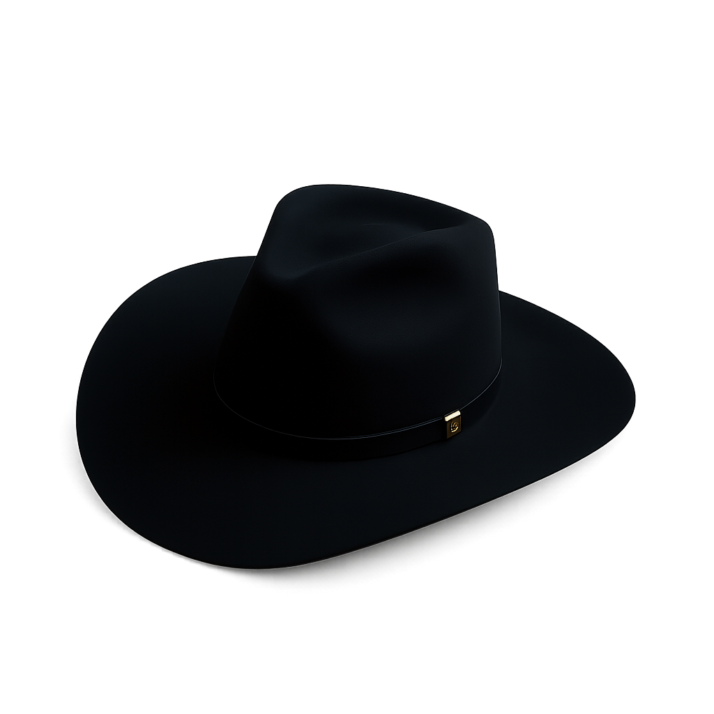 Classic Black Wool Felt Cowboy Hat With Gold Accent