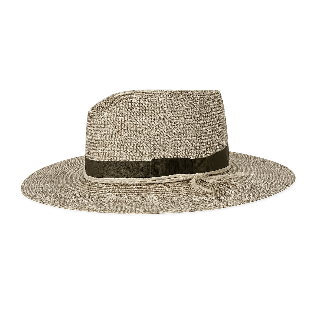 Handwoven Straw Cowboy Hat With Green Band