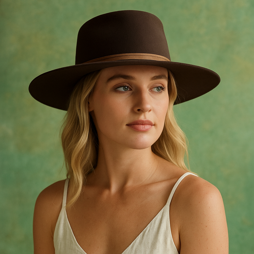Brown Wool Felt Cowboy Hat With Leather Band