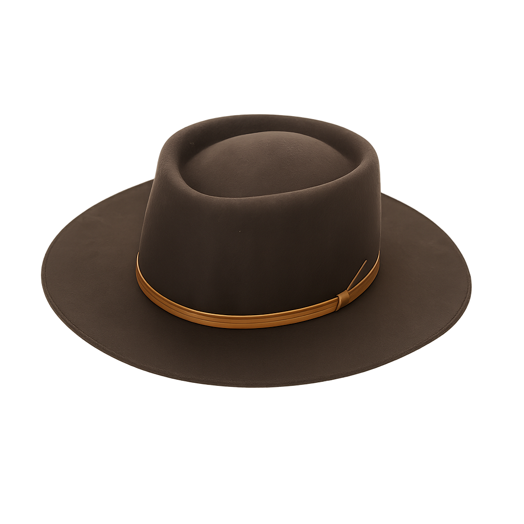 Brown Wool Felt Cowboy Hat With Leather Band