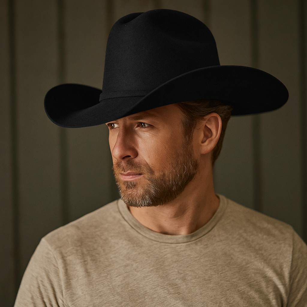 Classic Black Wool Cowboy Hat With Silver Accent