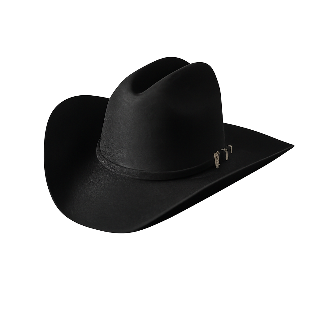 Classic Black Wool Cowboy Hat With Silver Accent
