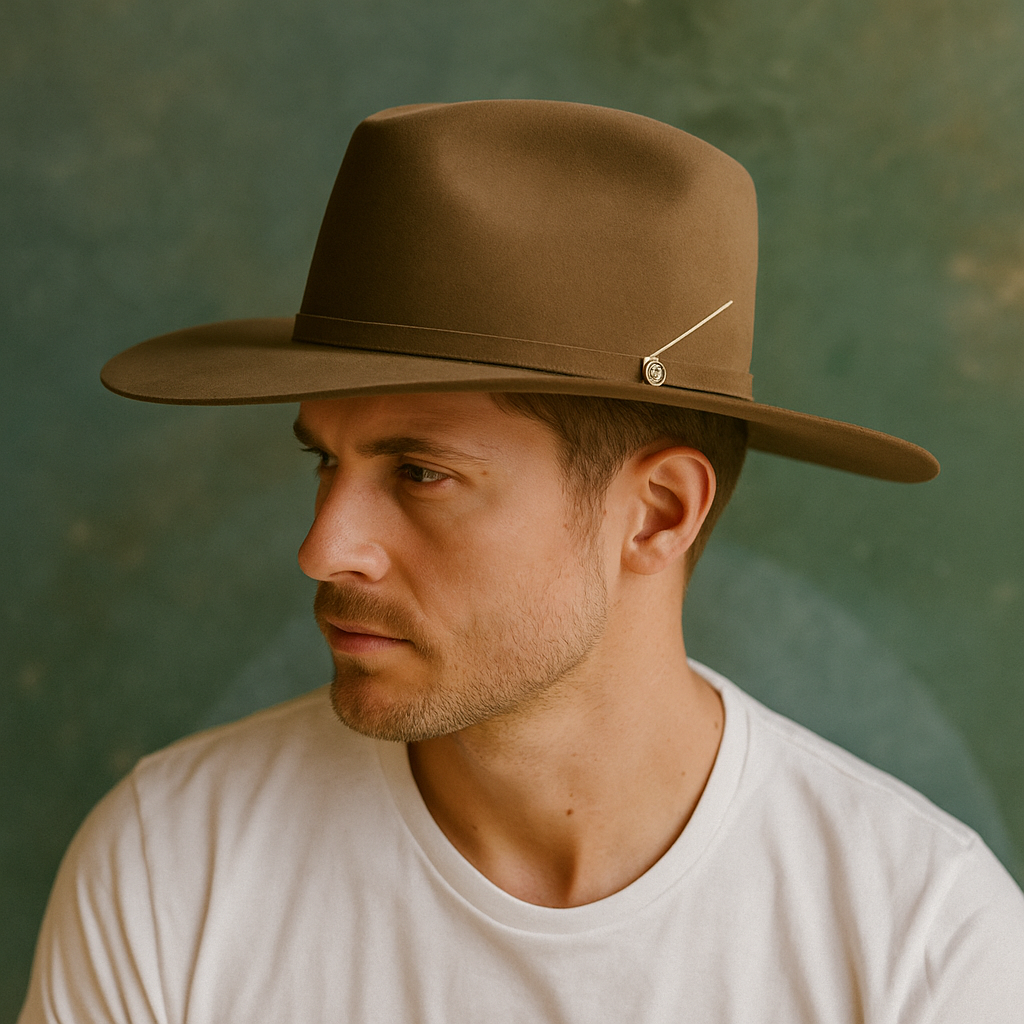 Camel Wool Felt Cowboy Hat With Minimalist Band