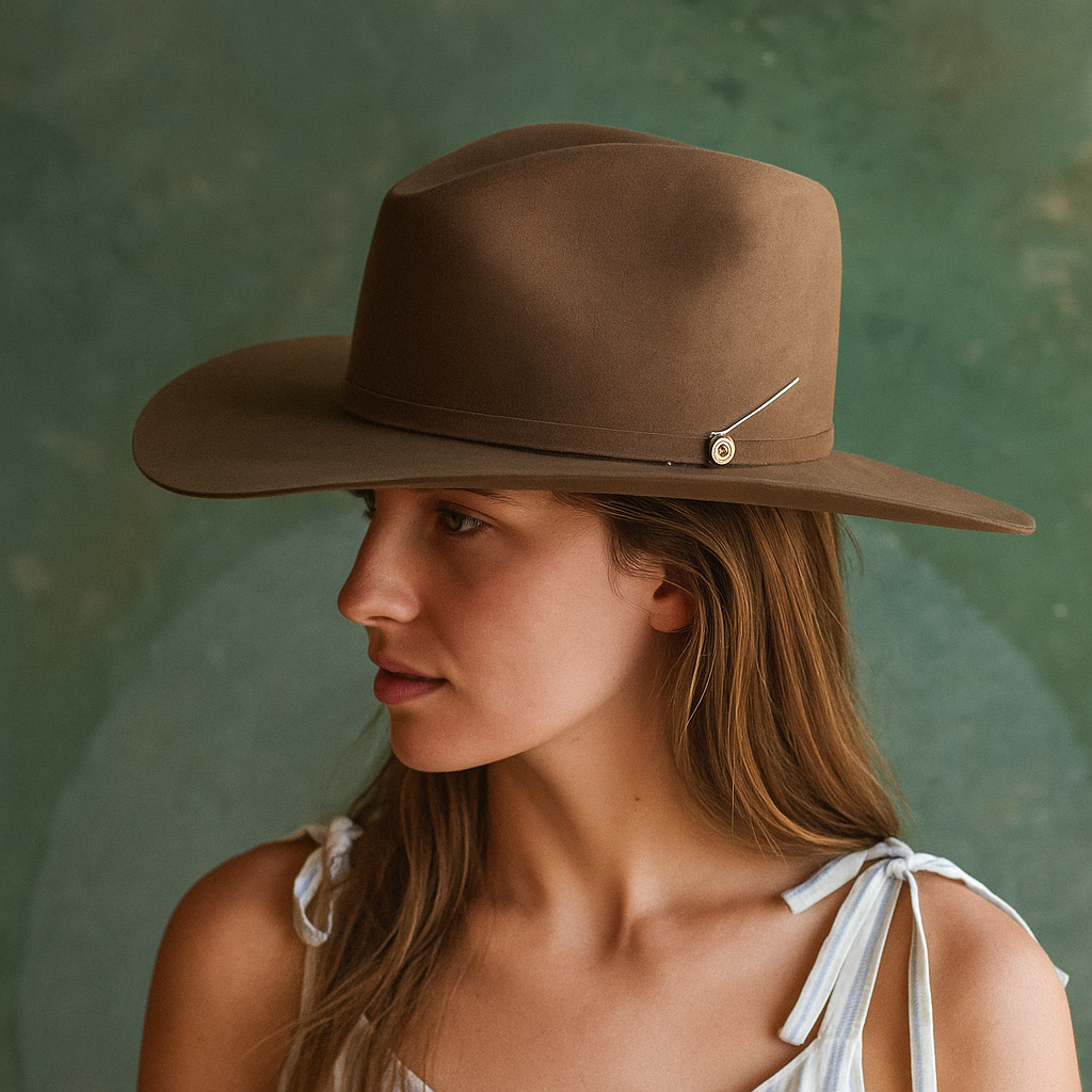 Camel Wool Felt Cowboy Hat With Minimalist Band
