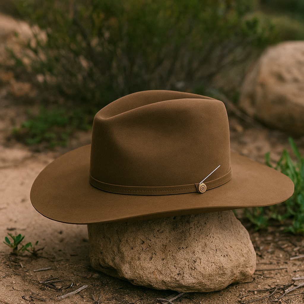 Camel Wool Felt Cowboy Hat With Minimalist Band