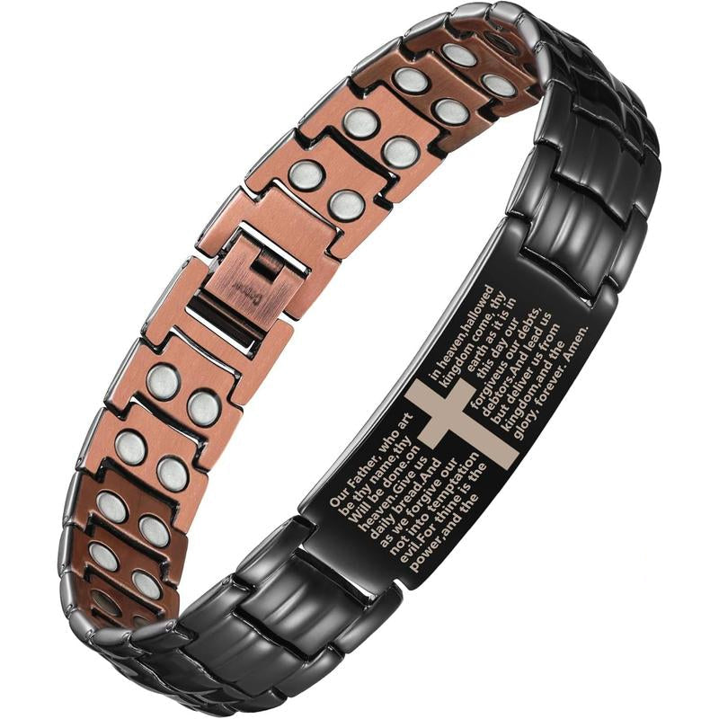 ✝️ God’s Blessing Magnetic Copper Bracelet — Engraved with Bible Prayer for Strength & Healing