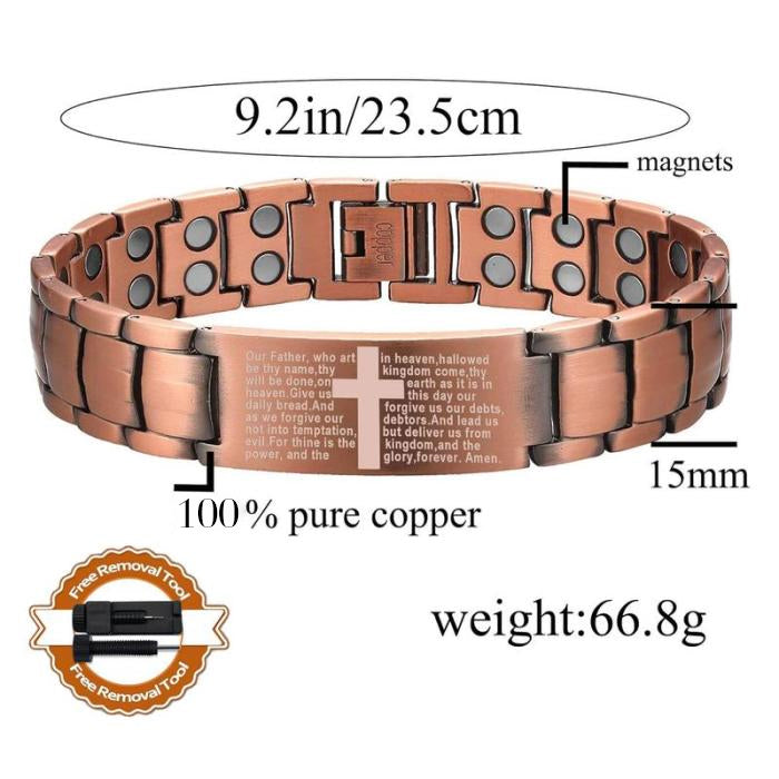 ✝️ God’s Blessing Magnetic Copper Bracelet — Engraved with Bible Prayer for Strength & Healing