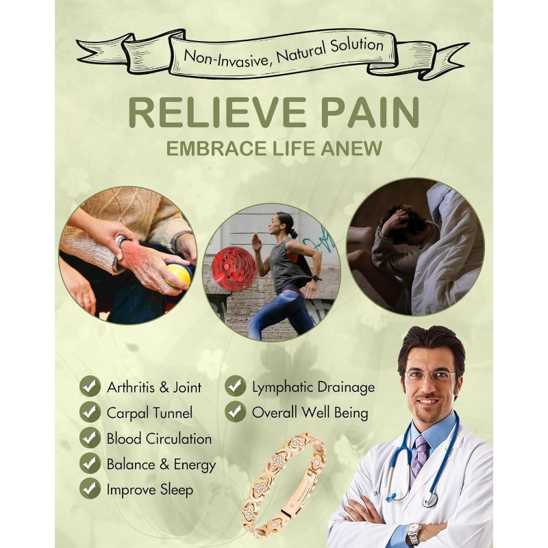 GlamClover Infinity Clover Copper Magnetic Bracelet with Adjuster