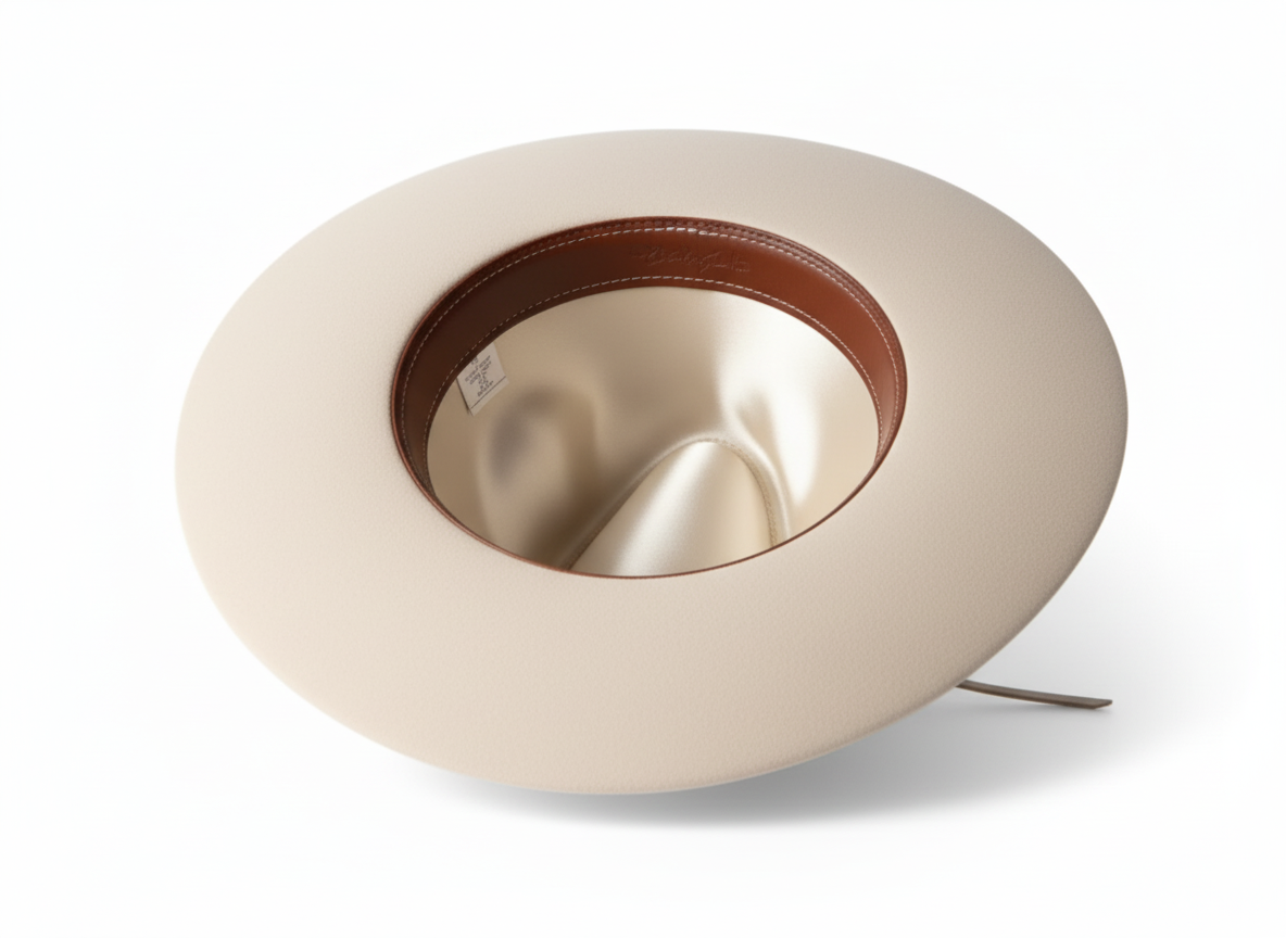 Beige Wool Cowboy Hat With Colorful Feather Accent