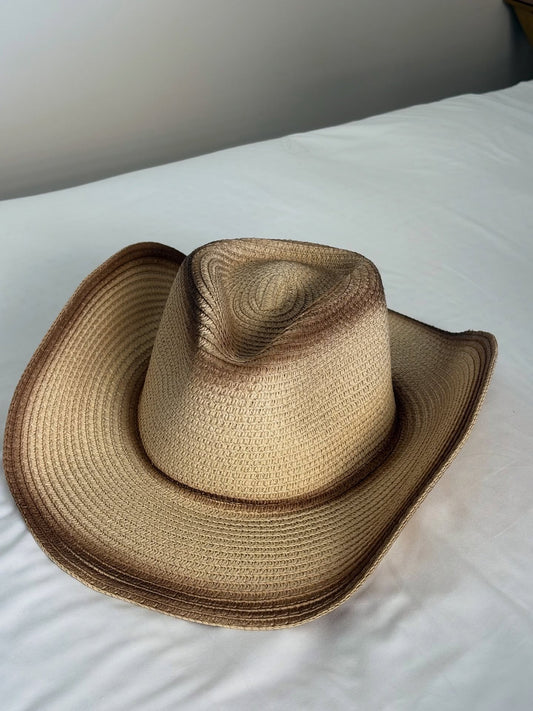Two Tone Woven Straw Cowboy Hat