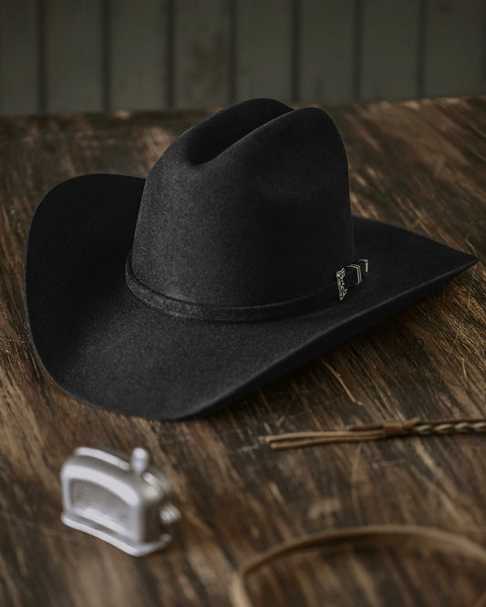 Classic Black Wool Cowboy Hat With Silver Accent