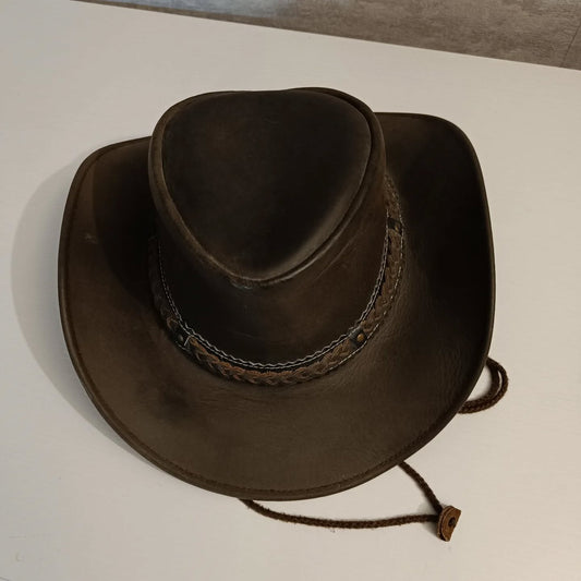 Handmade Brown Leather Cowboy Hat