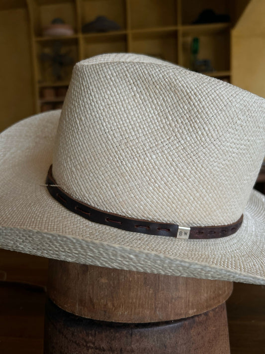 Handwoven Straw Cowboy Hat With Leather Band