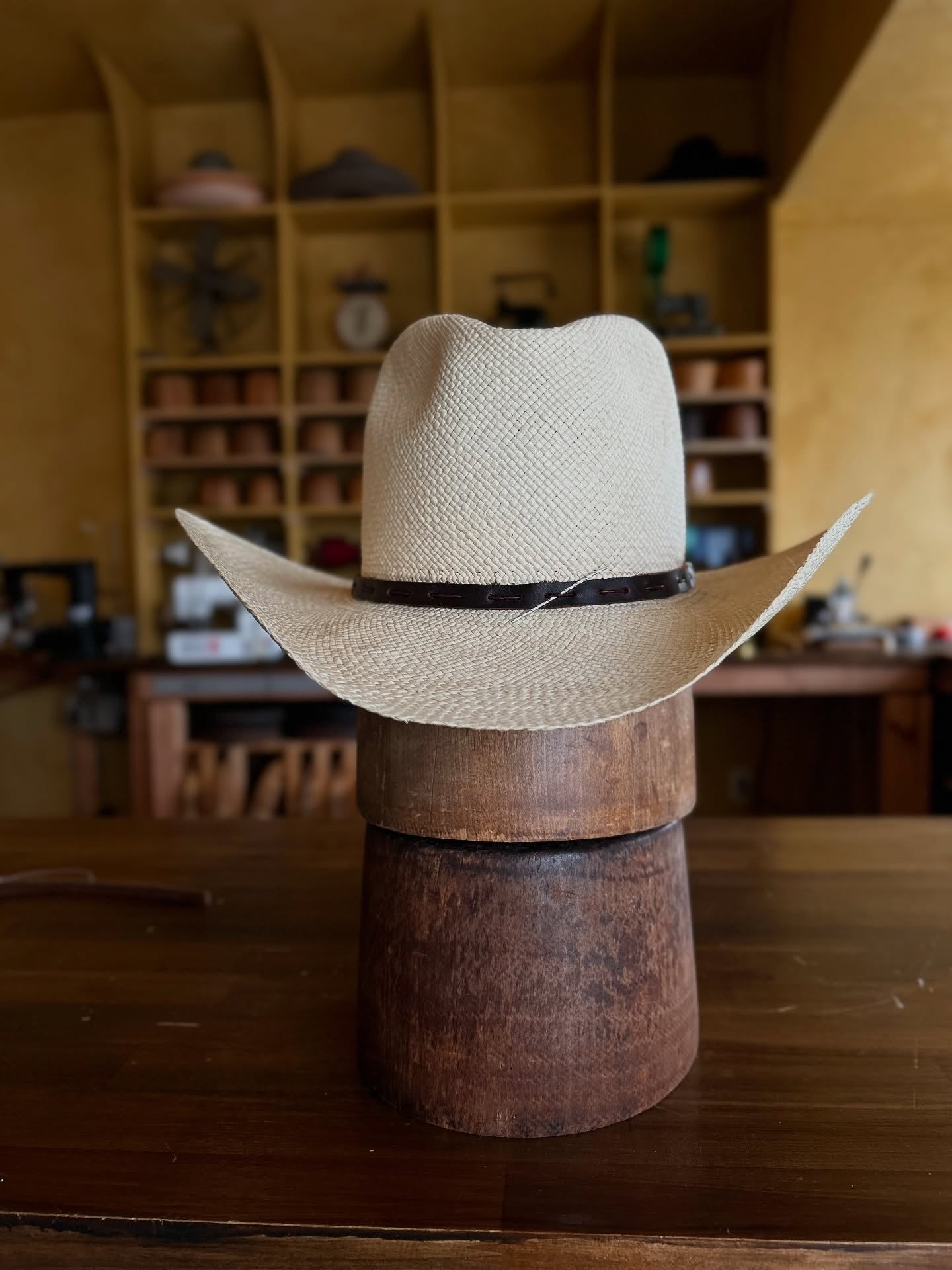 Handwoven Straw Cowboy Hat With Leather Band