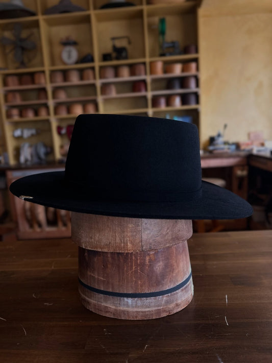 Black Wool Fedora With Artistic Metal Accent