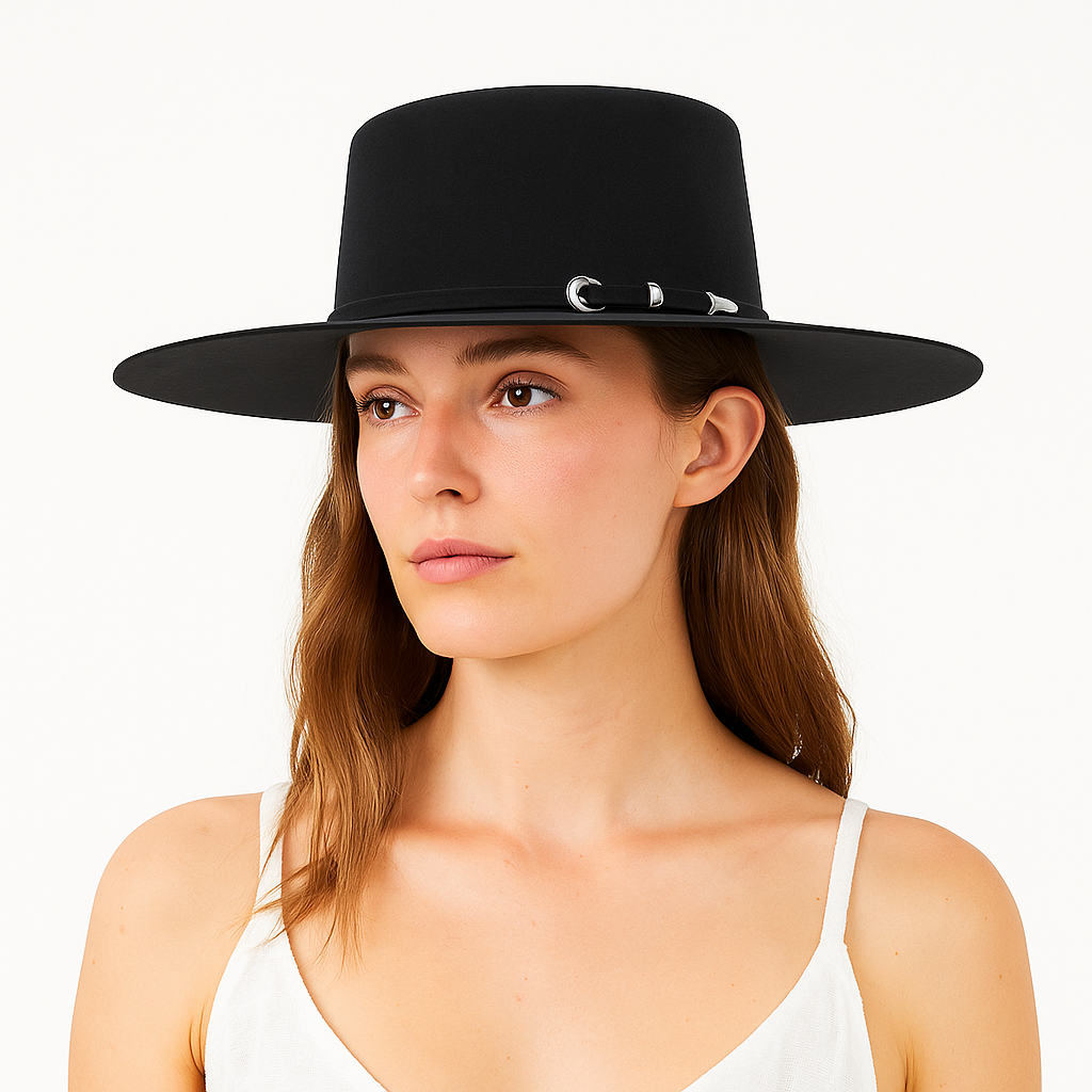 Classic Black Wool Cowboy Hat with Silver Accents