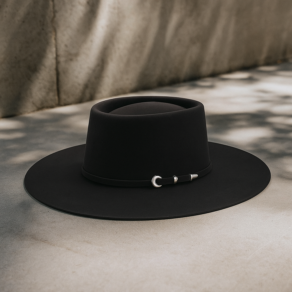 Classic Black Wool Cowboy Hat with Silver Accents