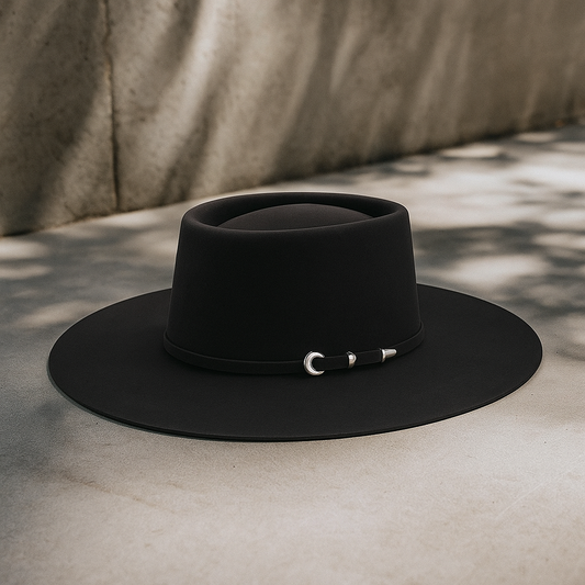 Classic Black Wool Cowboy Hat with Silver Accents