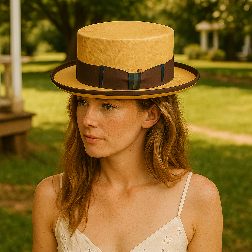 Classic Straw Boater Hat with Black Ribbon Band