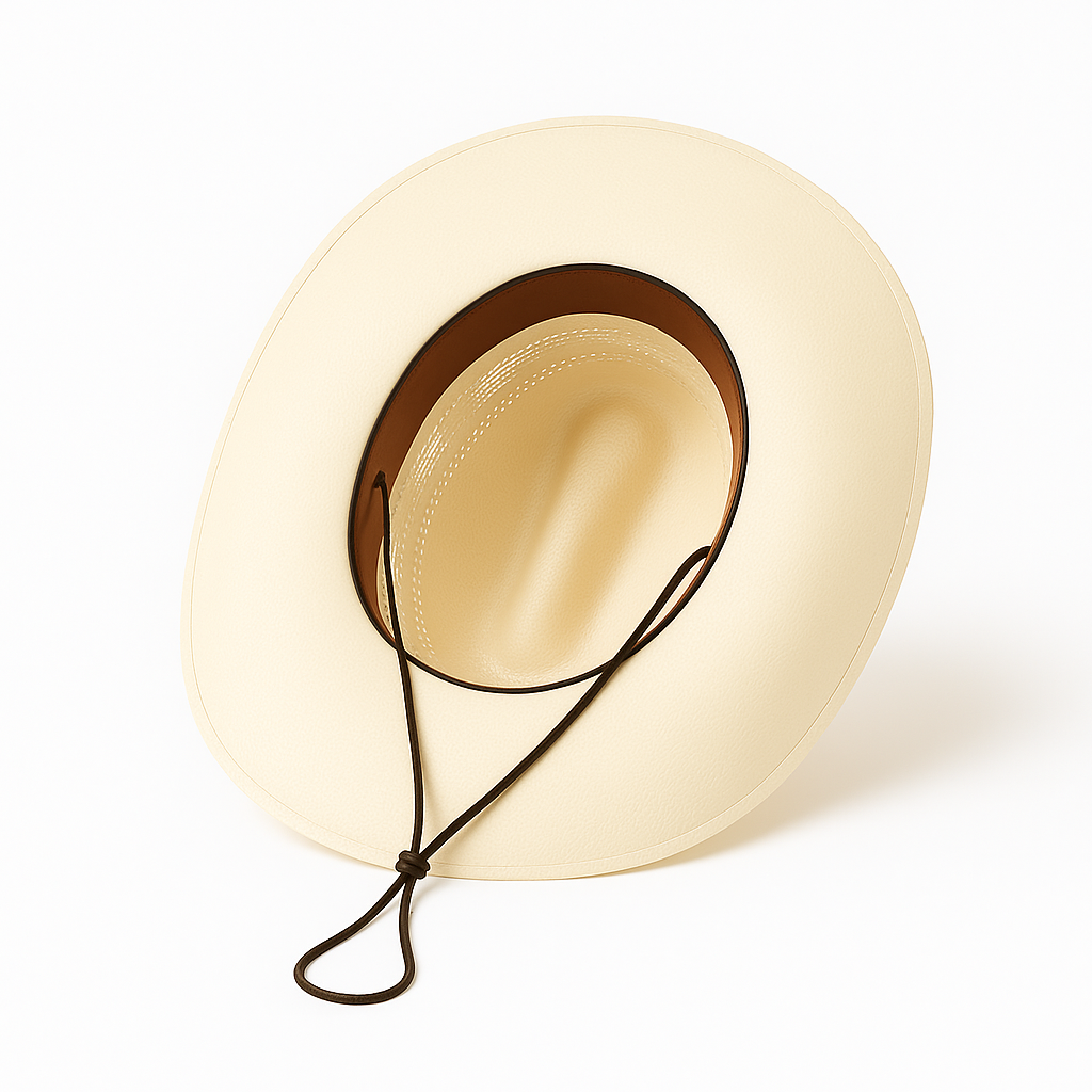 Ivory Straw Straw Cowboy Hat with Perforated Patterns