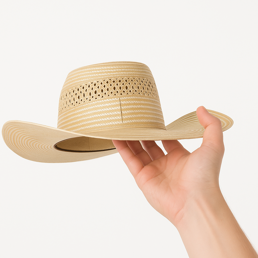 Straw Cowboy Hat with Woven Pattern