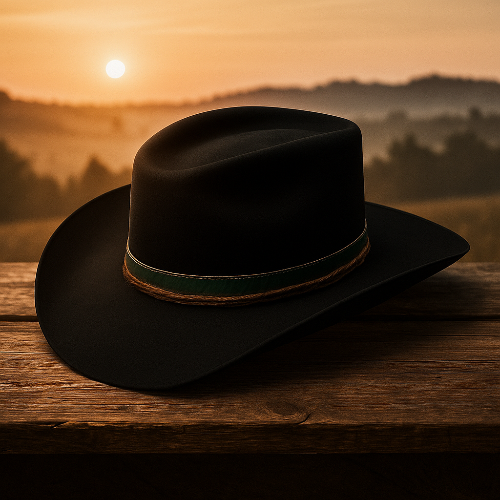 Handcrafted Black Wool Cowboy Hat with Decorative Band