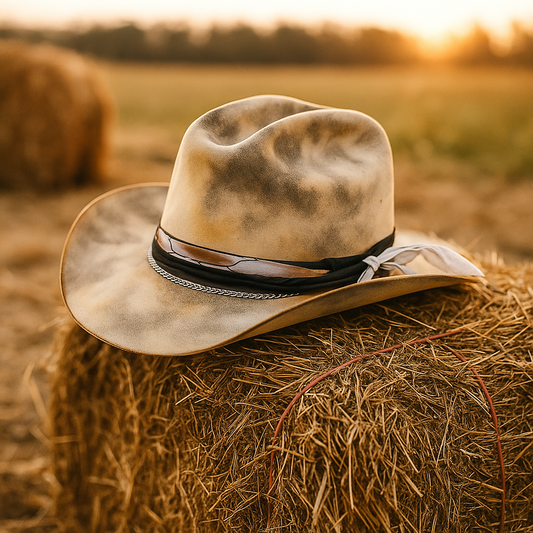 Distressed Tan Cowboy Hat