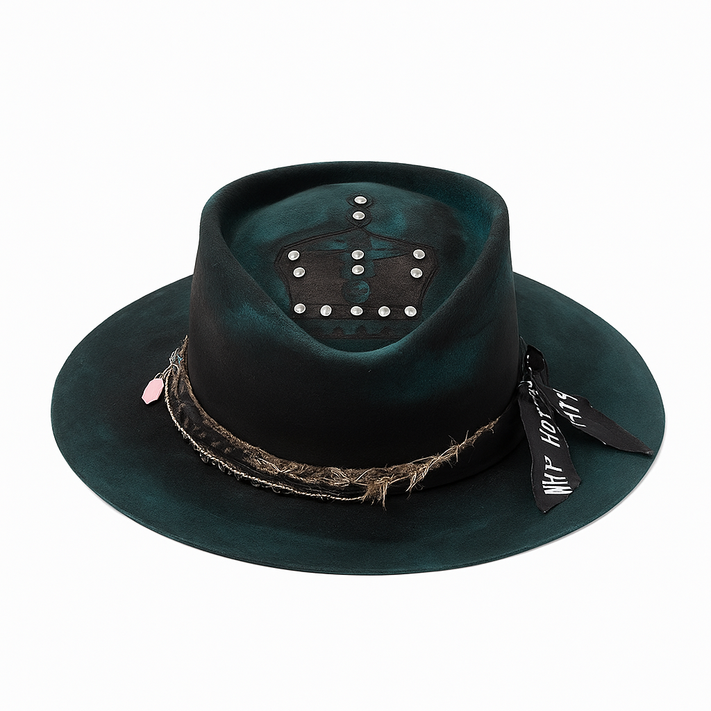 Handcrafted Black & Green Felt Hat