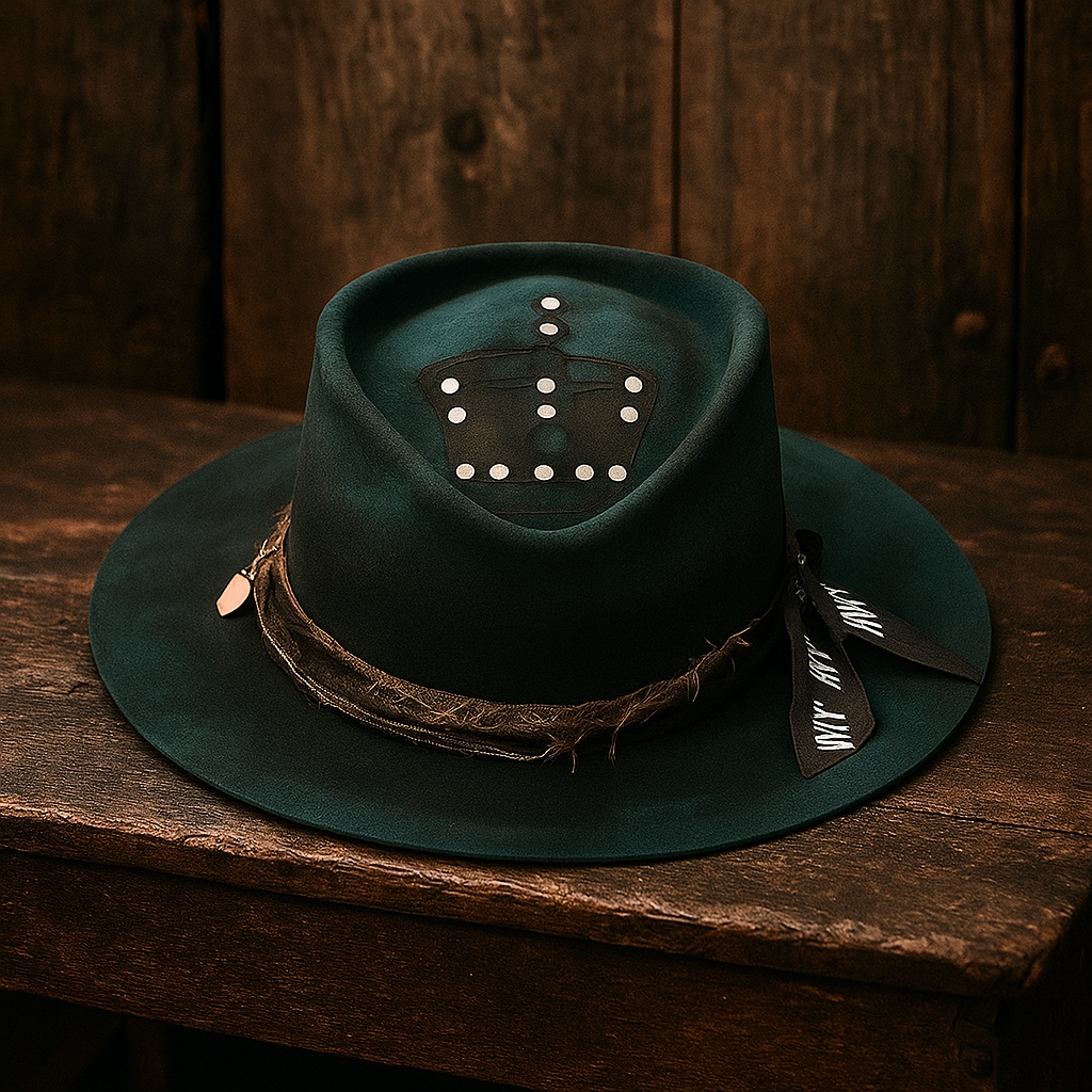Handcrafted Black & Green Felt Hat